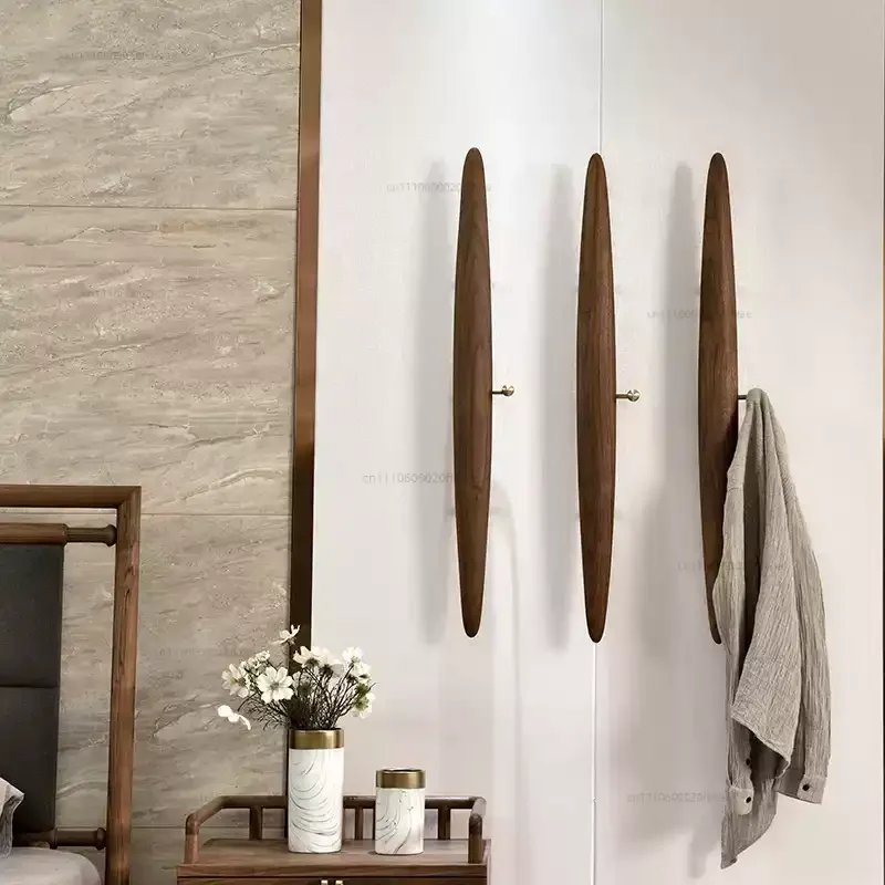 Simplicity Luxury Nordic Wall Hanging Coat Racks Vintage Coat Stand Black Walnut Solid Wood Bedroom Coat Hat Rack Home Japanese