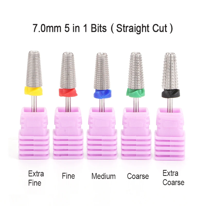 5 in 1 punte da trapano per unghie in metallo duro Super affusolato 3/32 \