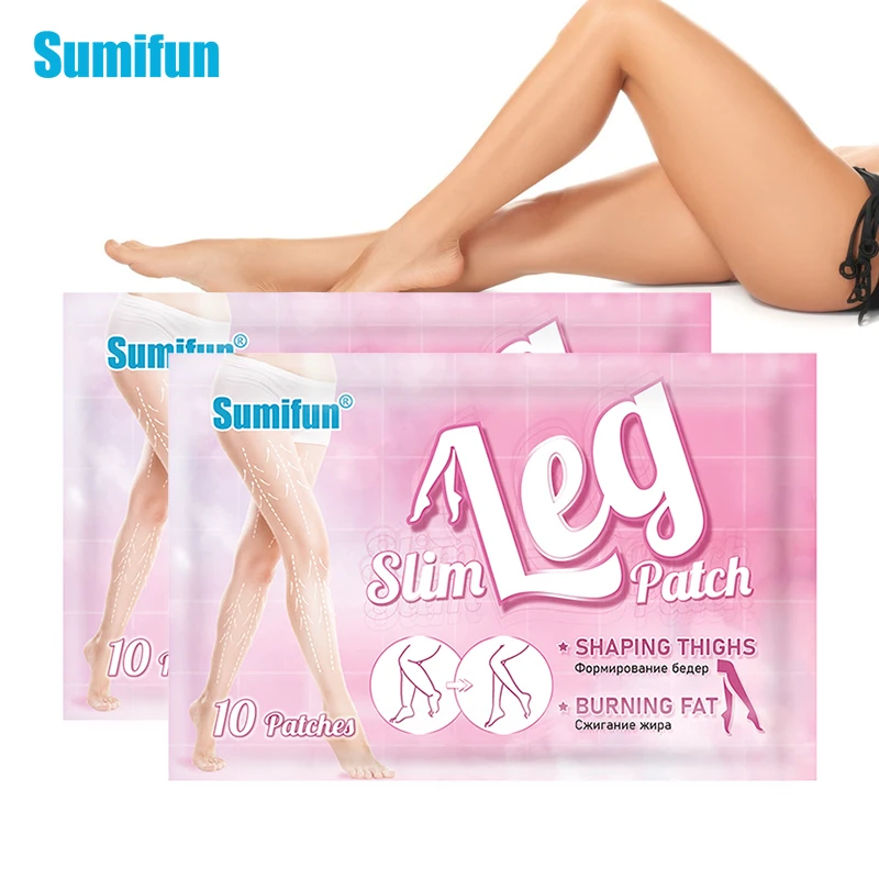 Sumifun 10pc Thin Leg Patch Weight Loss Stickers Cellulite Removal Fat Burning Slimming Body Massage Shaping Care Herbal Plaster