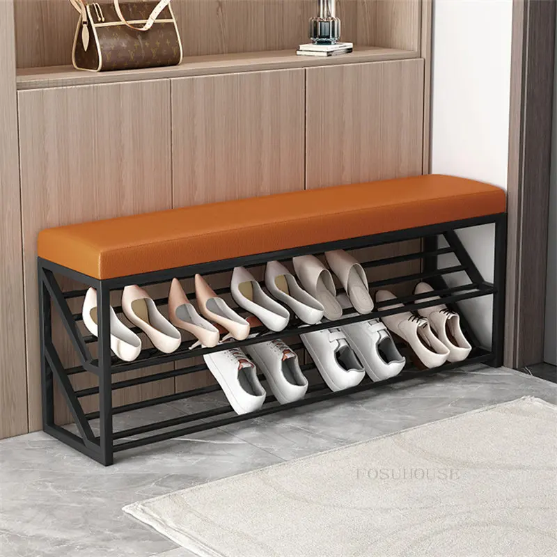 

Nordic Wrought Iron Shoe Changing Stool Home Furniture Hallway Porch Ottomans Household Shoe Cabinet Apartment Dormitory Bench