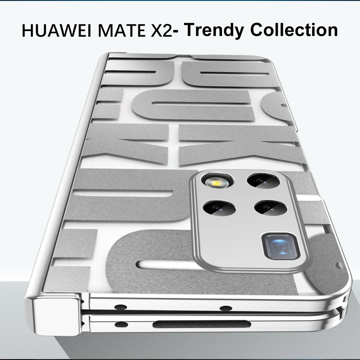 Letter Case For Huawei Mate X2 Luxury Plating Transparent Case Mate X 2 Shockproof And Anti-fall Equipped With Glass Front Film