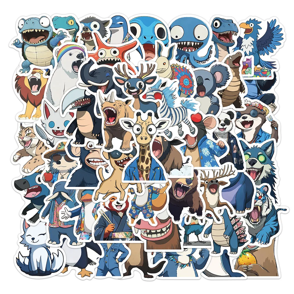 

10/50PCS Deep blue animal Waterproof Graffiti Sticker Aesthetic Scrapbook Decorative Luggage Laptop Phone Guitar Toys Stickers