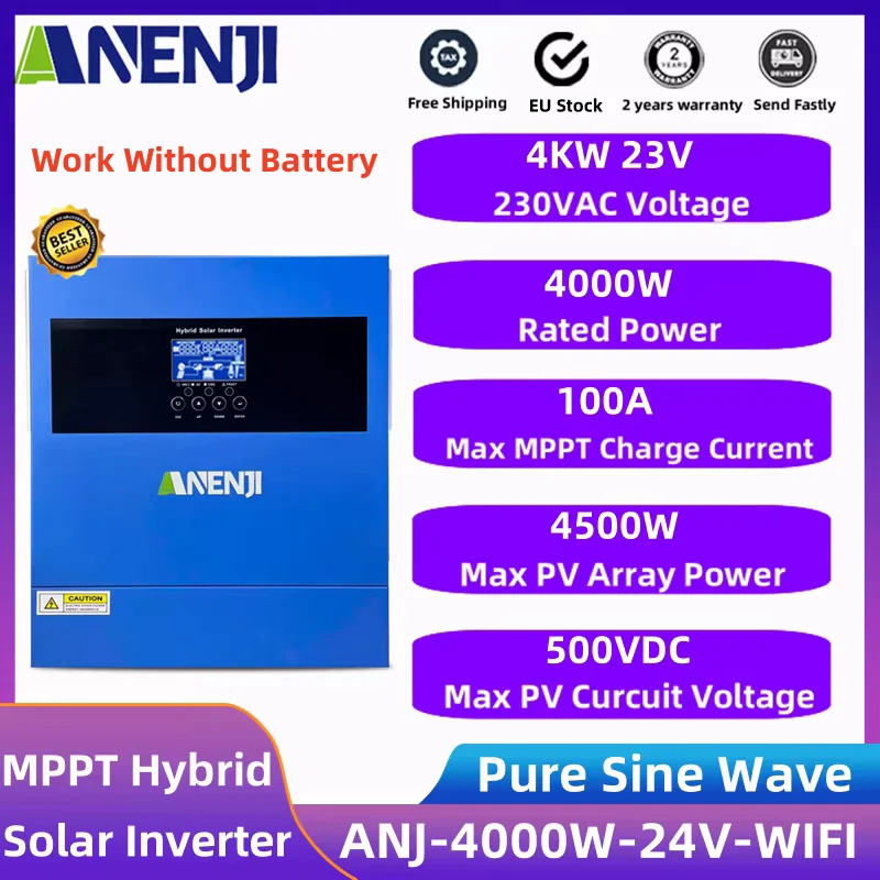 4KW 2KW Solar Hybrid Inverter 12V 220V 24V Off Grid Photovoltaik Inverter 230VAC MPPT 100A/60A Solar
