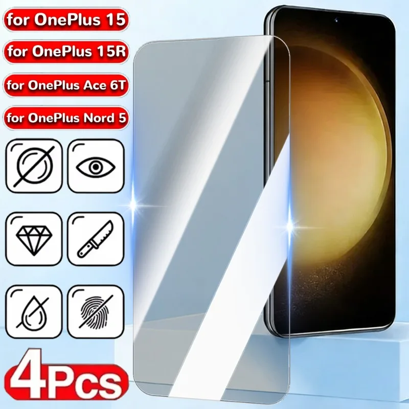 

1-4 шт. для Oneplus 15/15R/Nord 5/Ace 6T прозрачная защитная пленка для экрана HD закаленное стекло 9H прозрачная стеклянная пленка против царапин