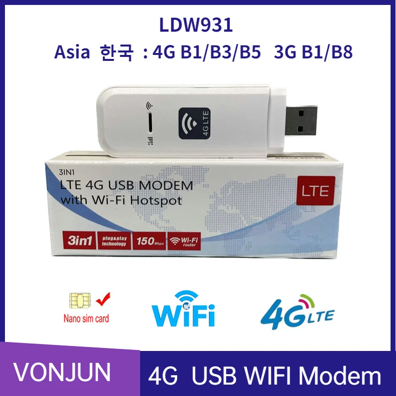 LDW931 4G WIFI Dongle Nano-SIM LTE USB-Modem Hotspot Wireless Router