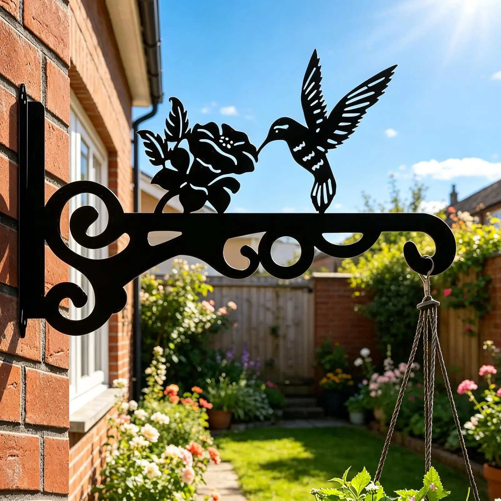 Outdoor Plant Hanger Hummingbird Hanging Plant Basket Metal Hanging Plant Stand Wall Mounted Hooks Outdoor Flower Pot Hook