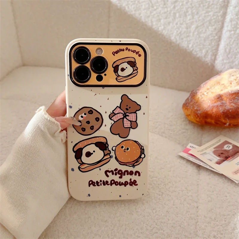 Cartoon Ink Splashing Teddy Bear Phone Case for Iphone 15 14 13 Pro Max Paintings Cute Originality Phone Covers Back Case Fundas