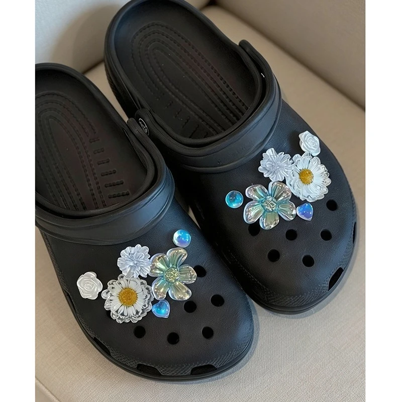Natural Dried Daisy Flower Shoe Charms for Girls Women Leaf Sunflower for Hole Shoe Decoration Sandals Clogs Buckle Accessories
