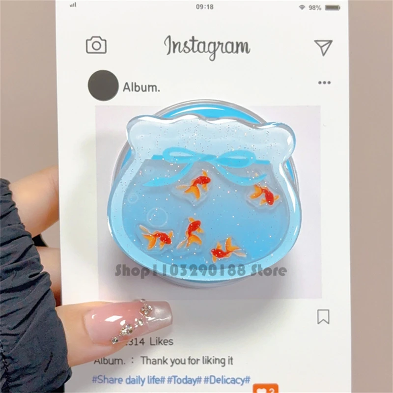 

Korea Quicksand Shake Fish Tank Magnetic Holder Grip Tok Griptok Phone Stand Holder Support For iPhone For Pad Magsafe Smart Tok