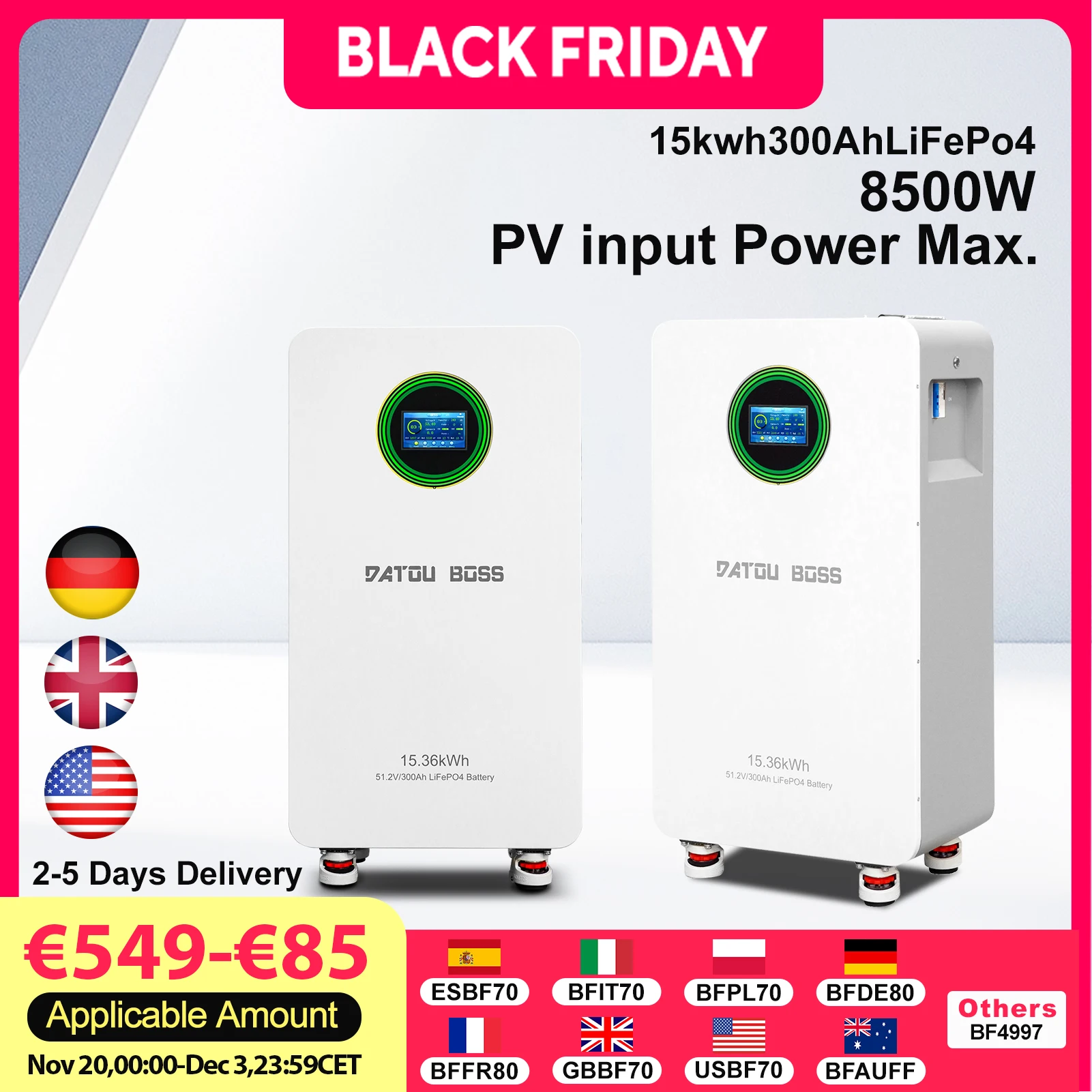 

DATOUBOSS 51.2V 15kwh 300Ah lifepo4 Battery 8000 Cycles For Home Solar Energy Storage PV Removable LiFePo4 for RV Use