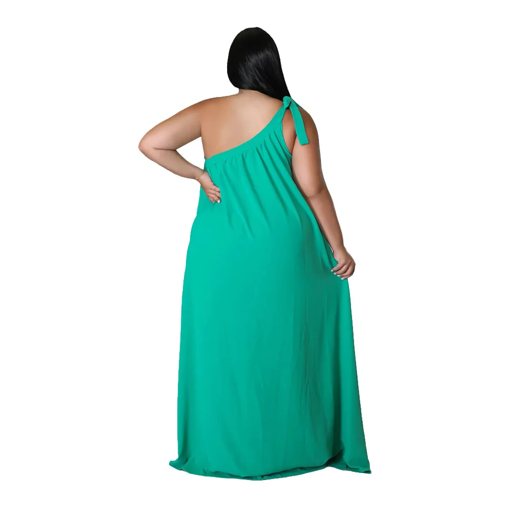 Imagem -04 - Vestido de Verão Tamanho Grande Feminino Sólido Solto sem Mangas Fora do Ombro Sexy Bandagem Maxi Vestidos Longos Atacado Dropshipping 2023