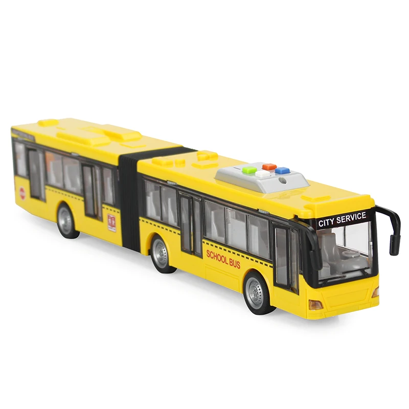 High-quality 45CM lengthened double-section large drop-resistant bus children\'s baby simulation inertial bus model toy