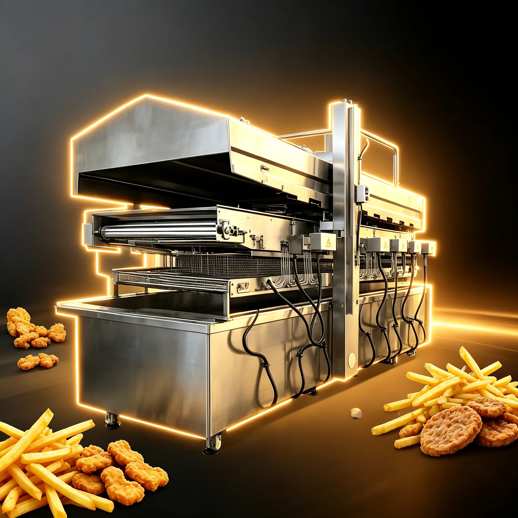 Volume‑expandable Food Frying Conveyor System For Small‑to‑medium Factory Falafel Snack Production Customized