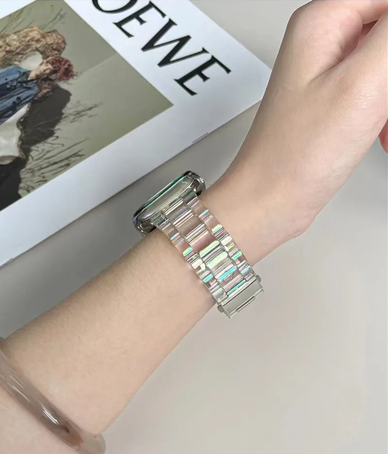 شفافة حزام الليزر ل سوار ساعة يد آبل 49 الترا 8SE 7 6 5 38/42 مللي متر أورورا التسلق سوار ل Iwatch 4 3 2 40/44 مللي متر 41/45 مللي متر