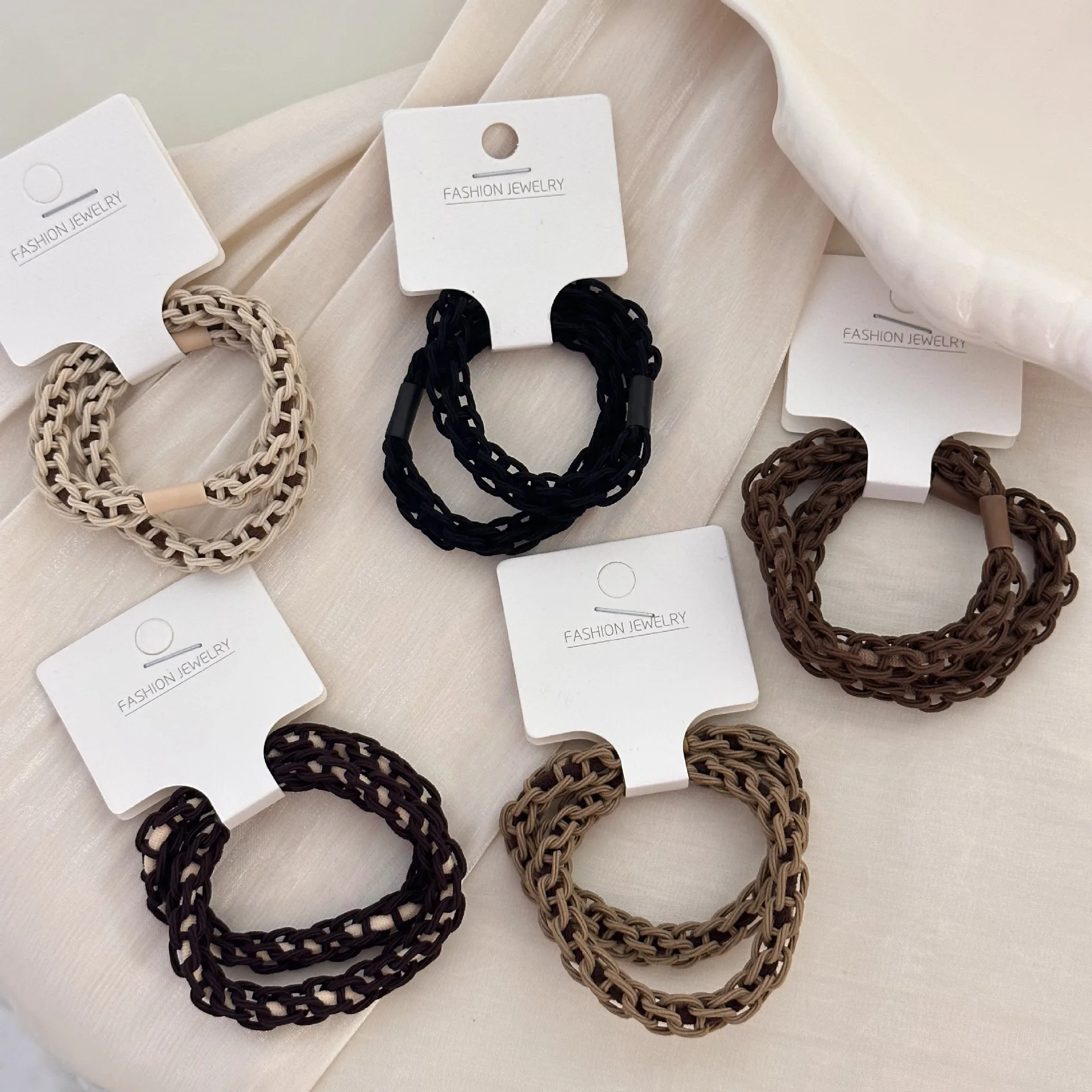 

2pcs/bag Simple Coffee Color Girls High Ponytail Rubber Bands Hair Ties Braided Hair Ropes Thick Hair Loop Hairbands for Female
