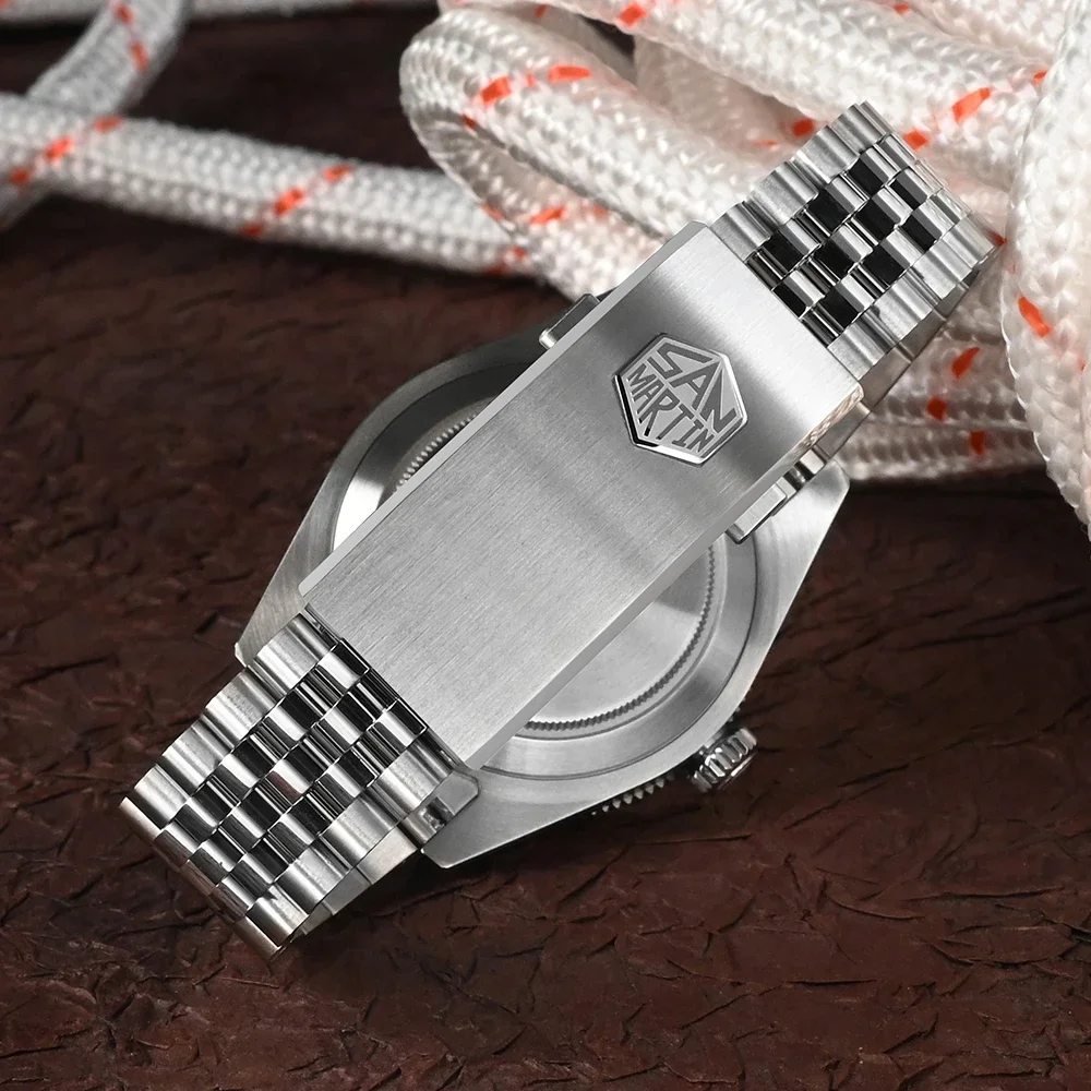 San Martin-Bracelet Jubilee en acier inoxydable, pièces de montre, 20mm, fermoir réglable pour SN0008 SN0128