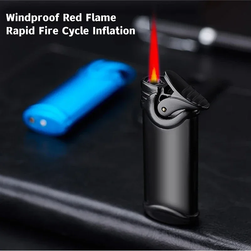 Creative Windproof Red Flame Lighter Torch Butane Gas  Direct-flush Cigar Special Lighter Men's Cigarette Accessories Tools