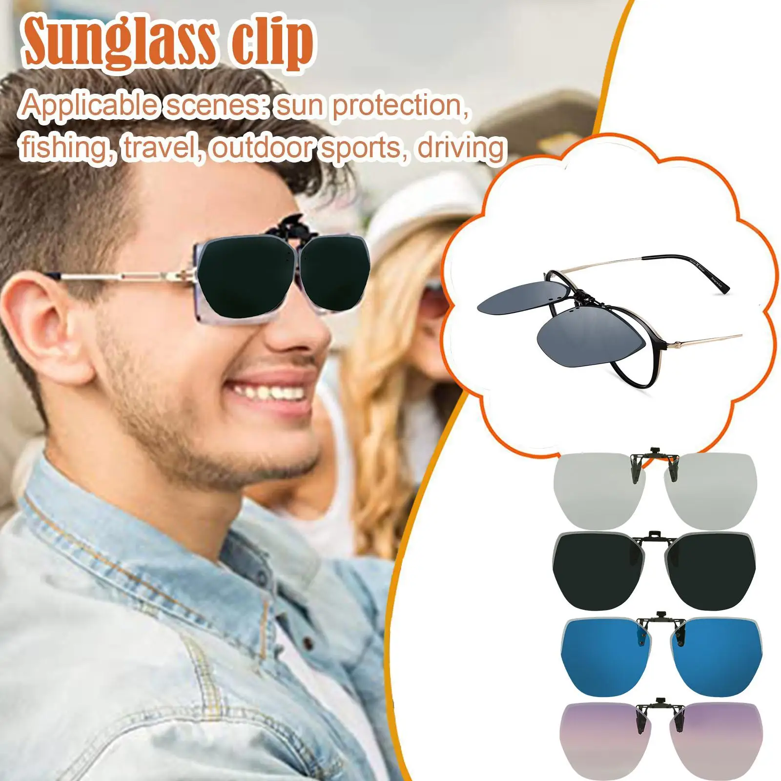 Clip On Sunglasses Flip Up Polarized Sunglasses Clip onto Over Blue Eyeglasses Eyewear Black Purple Prescription Glasses Y1V2