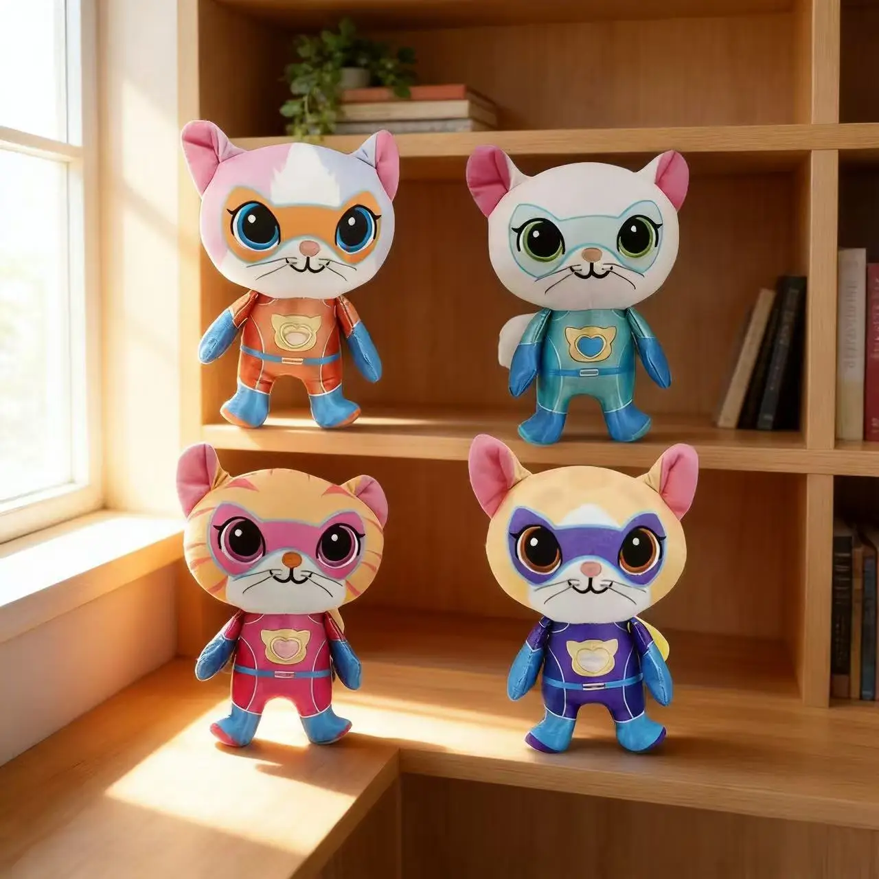 Super Kitty Team Crystal Super Soft Plush Toy Doll Blue Kitten Green Kitten Yellow Kitten Doll Children's Toy Holiday Gift