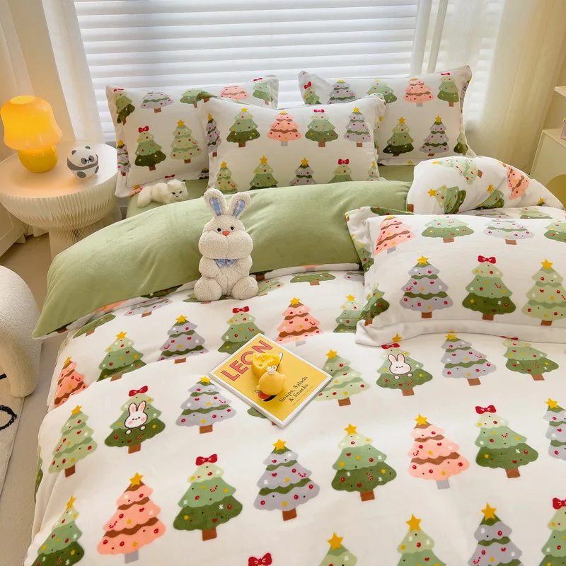 

Winter Thickened Warm Duvet Cover Bed Linens Set Home Textiles Luxury Quilt Cover Sheet Pillowcase 4pcs Queen Size Bedding Set
