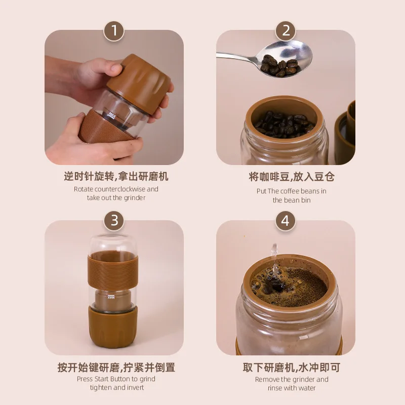 Home Electric Coffee Bean Grinder, Compact Coffee Mill for Hand Pour Over Coffee