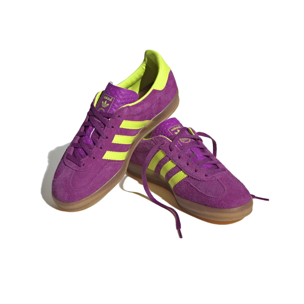 Adidas GAZELLE INDOOR Low Top Men's and Women's Sneakers Board Shoes Classic Retro Sneakers Purple & Yellow