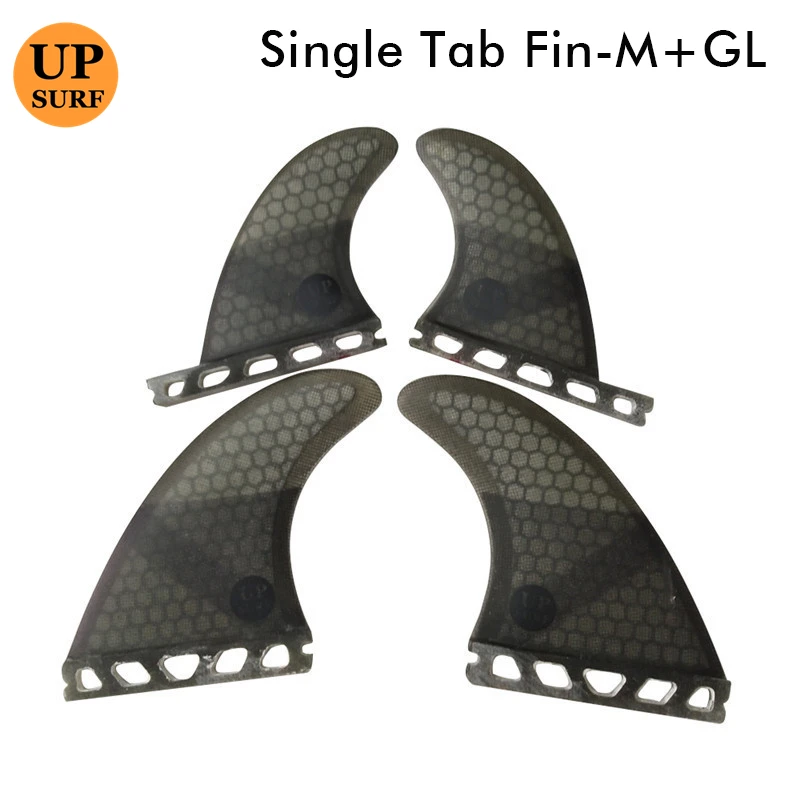 Upsurf Surfboard Fin Future Size M+GL Grey Color Quad Fin  Fiberglass Honeycomb Single Tabs Fin Sup Accessories