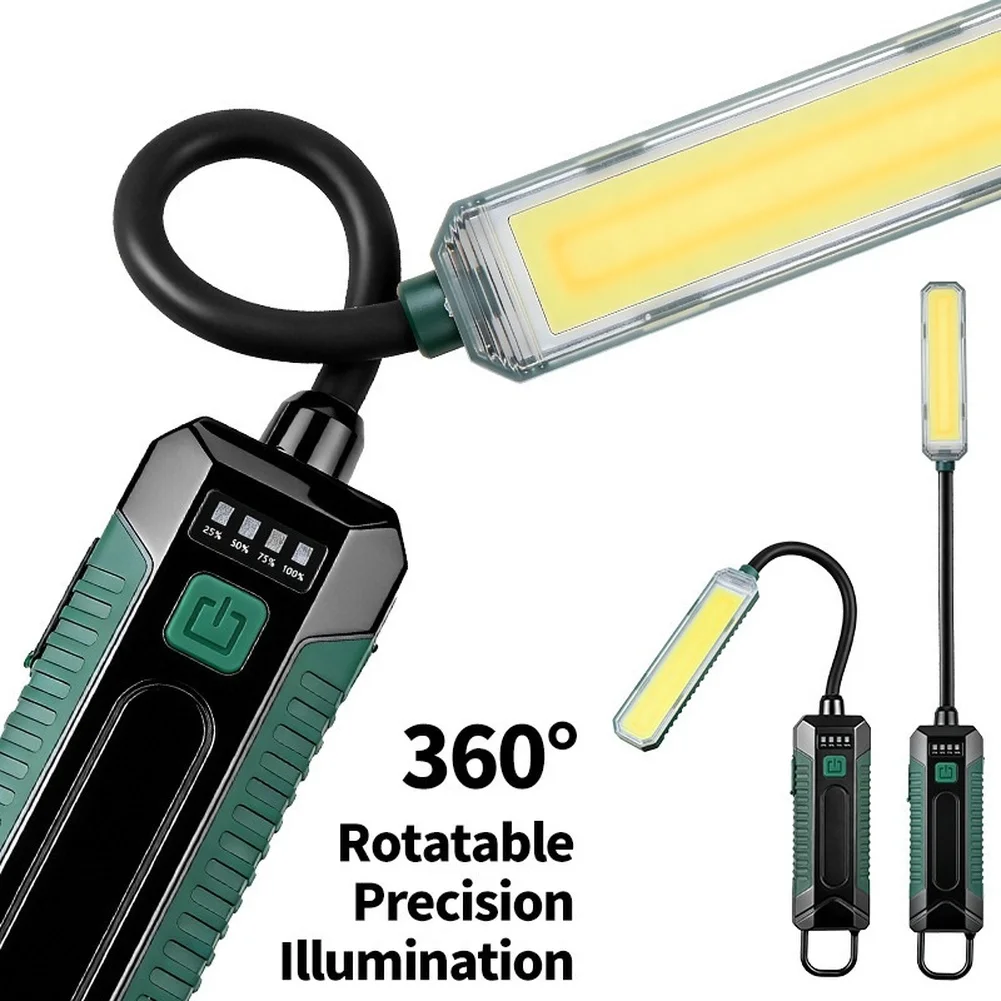 USB Rechargeable Magnetic Work Light 360 Degree Bendable COB Lamp With Type-C Charging For Camping Fishing Repair Tool