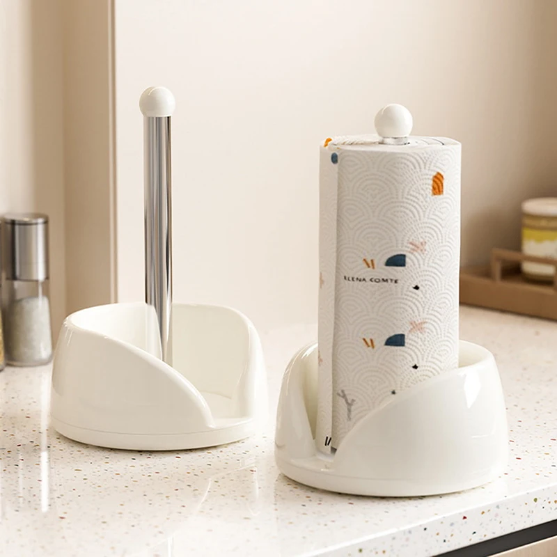 Multifunctional Rotating Paper Towel Holder, Desktop/Standing Kitchen Paper And Plastic Wrap Storage Rack