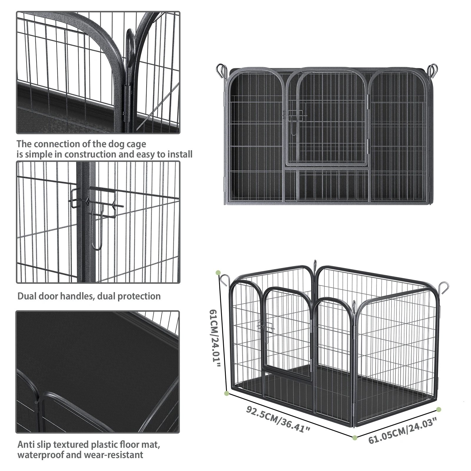 روضة الجرو الثقيلة مع صينية المحمولة انفصال الحيوانات الأليفة تشغيل المرفقات الجراء قفص قفص الكلب التدريب روضة للكلاب
