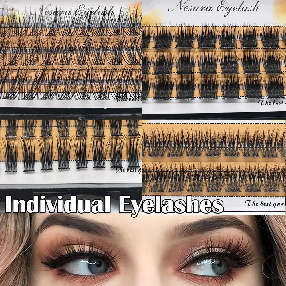 3D Individual Eyelashes Fluffy Natural Segmented Eyelashes Bundles Dramatic Lashes Soft False Eyelashes Extension Makeup Tools