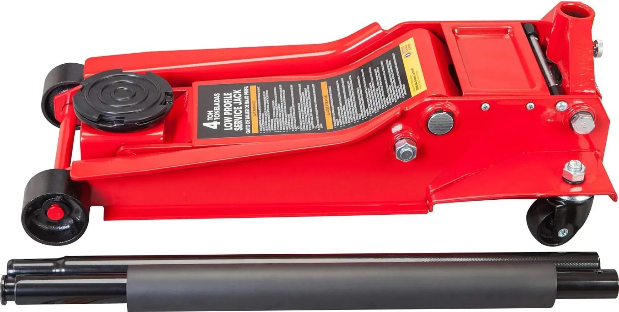 AT84007R Torin Hydraulic Low Profile Service/Floor Jack with Dual Piston Quick Lift Pump, 4 Ton (8,000 lb) Capacity, Red