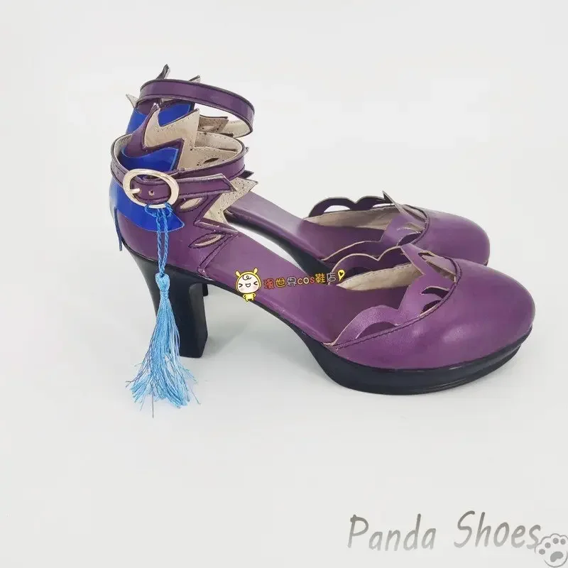 Genshinimpact Keqing Cosplay Shoes Comic Anime Game Cos Purple Boots Ke Qing Cosplay Costume Prop Shoes for Con Halloween Party