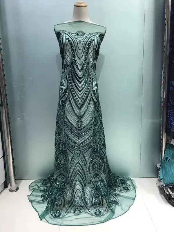 

French Tulle Lace Fabric Latest High Quality African Sequins Lace Fabric Embroidery 2021 African Party Lace Fabric JL034