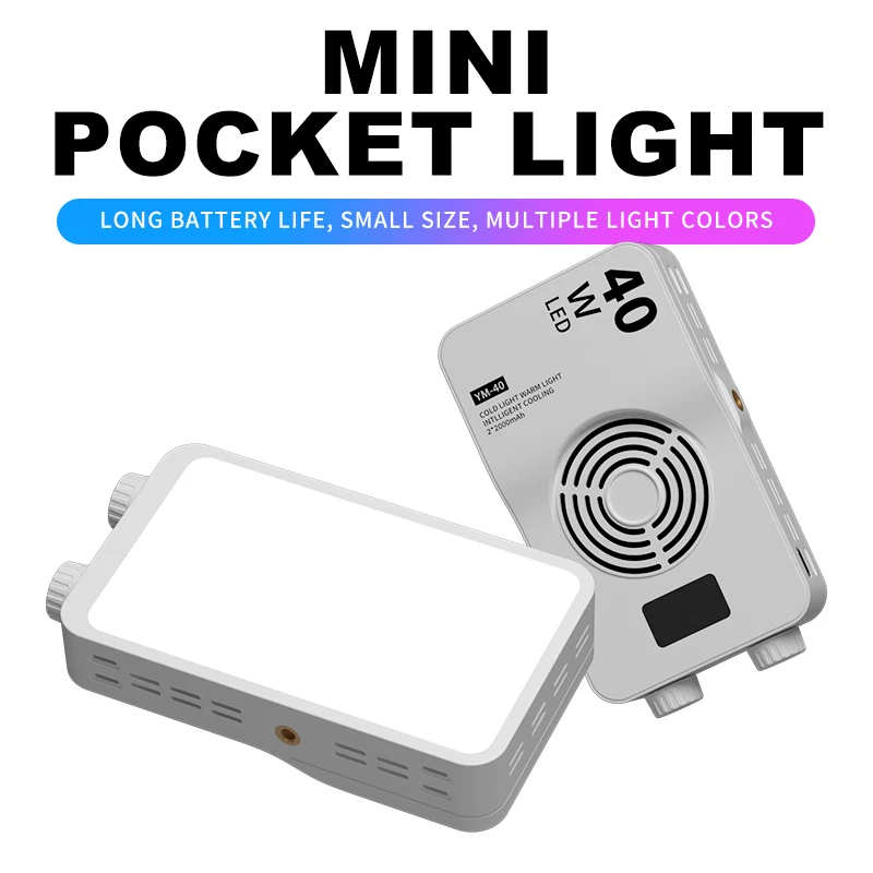 40W Bi-Color LED Portable Fill Light Ideal for Live Streaming,Street Photography Selfie Lighting Dimmable CameraTop LightOutdoor