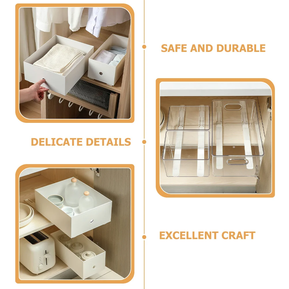 

1 Pair Self-Adhesive Drawer Slides Plastic Under Drawer Slide Heavy Duty Replacement For Cabinet Wardrobe Bottom Mount Furniture