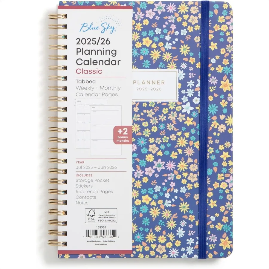 

20252026 Academic Year Weekly and Monthly Planner Calendar July 2025 June 2026 12Month 5 x 8 Hard Cover Wirebound Storage Pocke