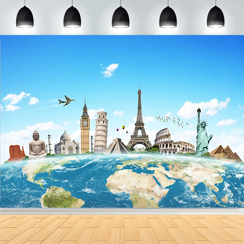 السفر حول العالم متصل خلفيات للتصوير الفوتوغرافي FWorld amous معالم عيد ميلاد الطفل صورة خلفية HQ-03