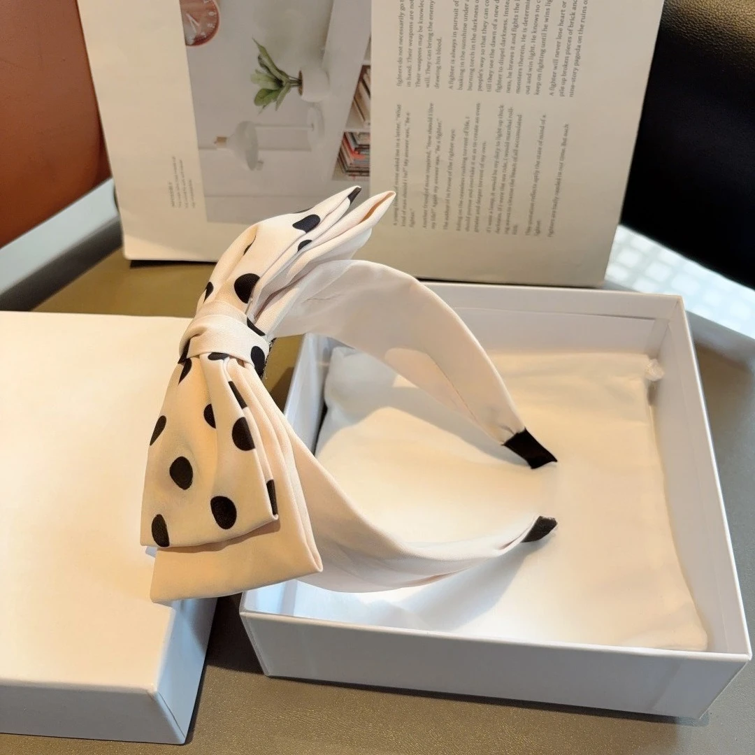 

Hot Selling Double Layer Bow Hairpin Headband Headdress Sweet Wide Brim Hairpin Big Polka Dot High-grade Female Headdress