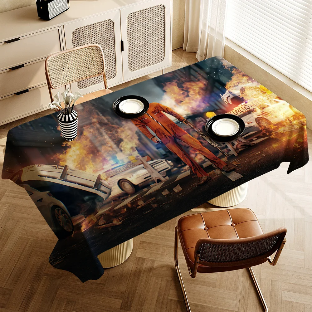

Classic Game P-PAYDAY Themed Polyester Tablecloths Cute Designs For Home Kitchens Dining Rooms Patios Tablecloth Decoration
