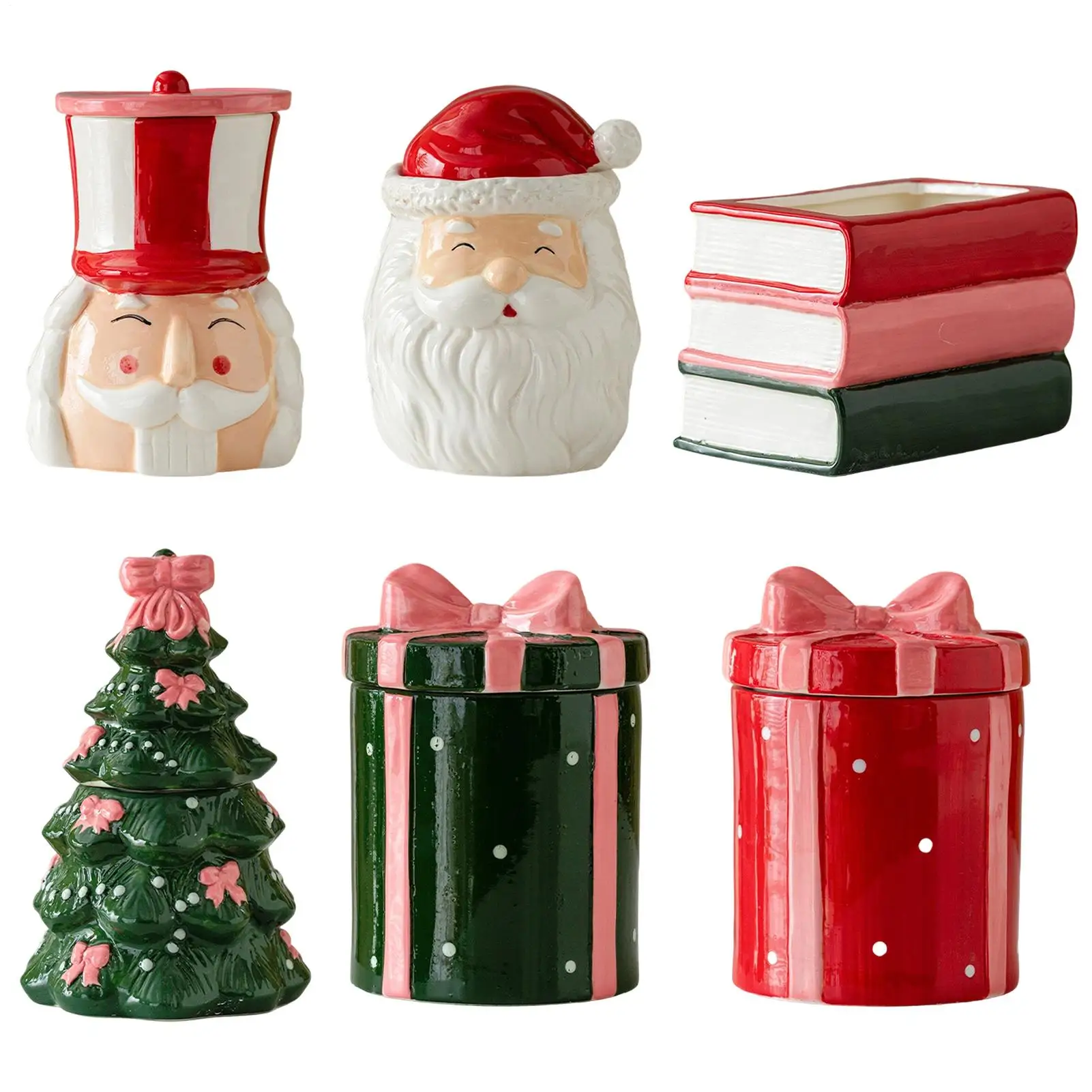 Christmas Resin Storage Jar Multifunctional Resin Container Decor With Lid Christmas Themed Cookie Jars For Kids Girls