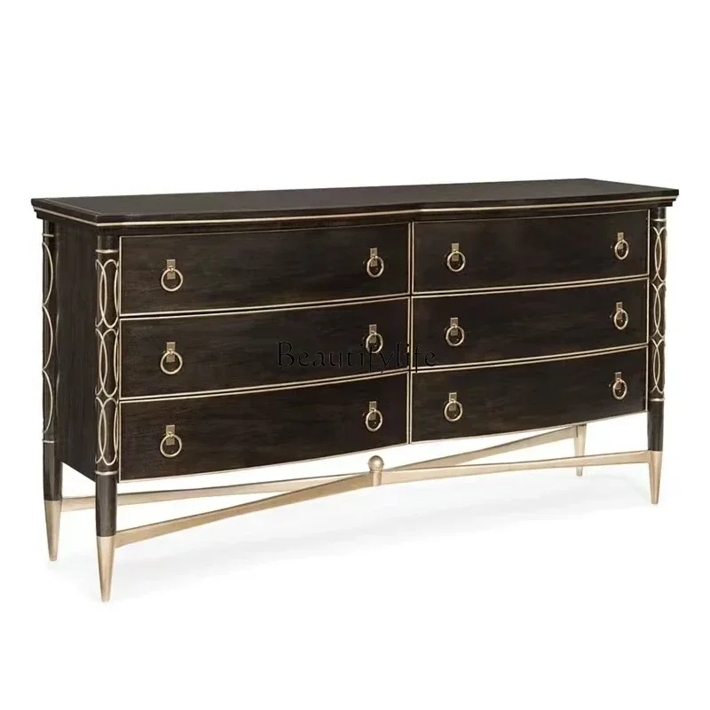 

ls 42LAmerican light luxury solid wood gold-painted six-chest cabinet, drawer cabinet door, simple modern bedroom locker