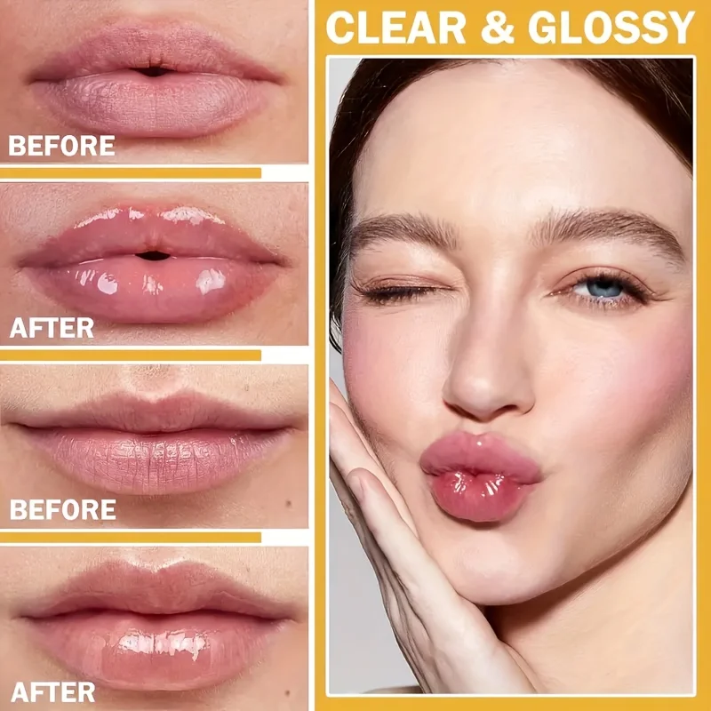 Long-lasting non-stick Lip Oil-Radiant lip balm, peach honey, party daily/special events-Ideal gift for women, pink/yellow tones
