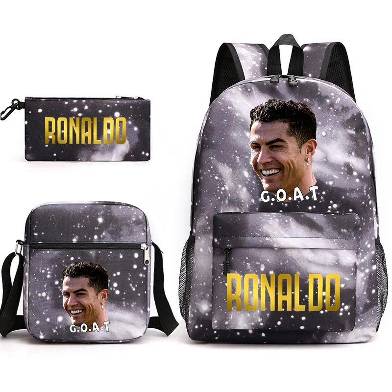 

Ronaldo Print Student School Bag Set Teenagers Backpack Pen Bag Shoulder Bag 3-piece Set