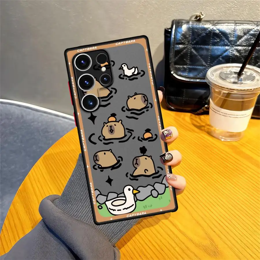 삼성 갤럭시 S21 FE S20 S9 노트 20 10 S23 울트라 S22 플러스 S24 S25 S8용 소프트 커버 케이스 귀여운 카피바라 만화