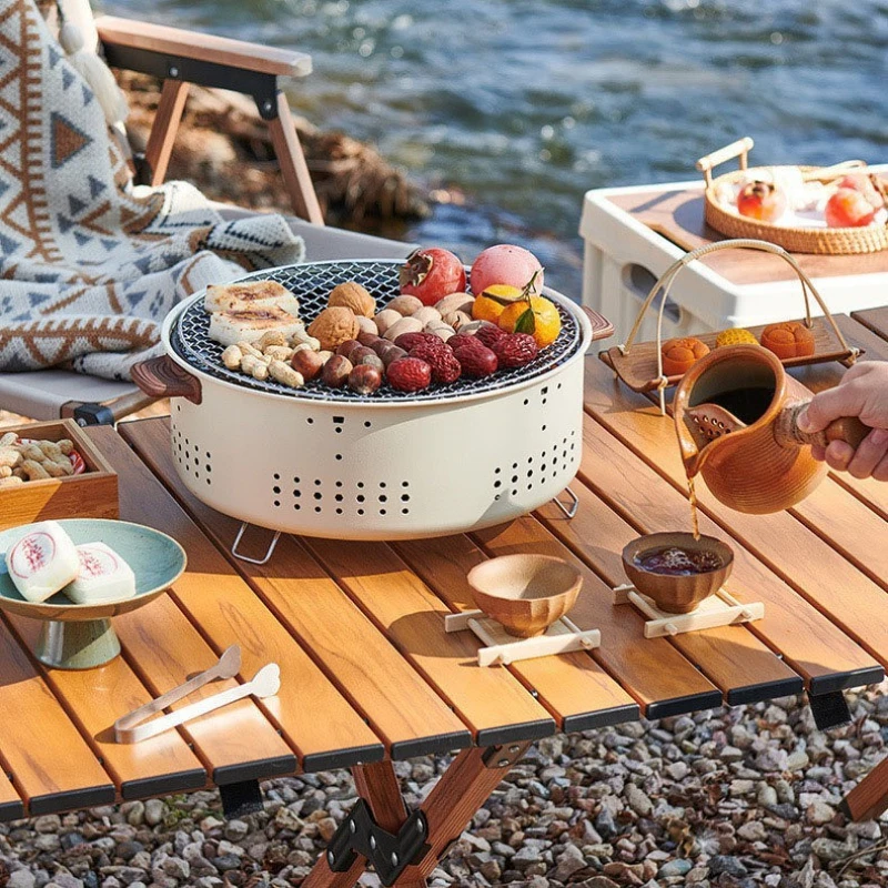 

Портативный угольный гриль-барбекю для домашнего использования на открытом воздухе — квадратный дизайн с легко очищающимся ящиком и универсальным приготовлением пищи для дворов