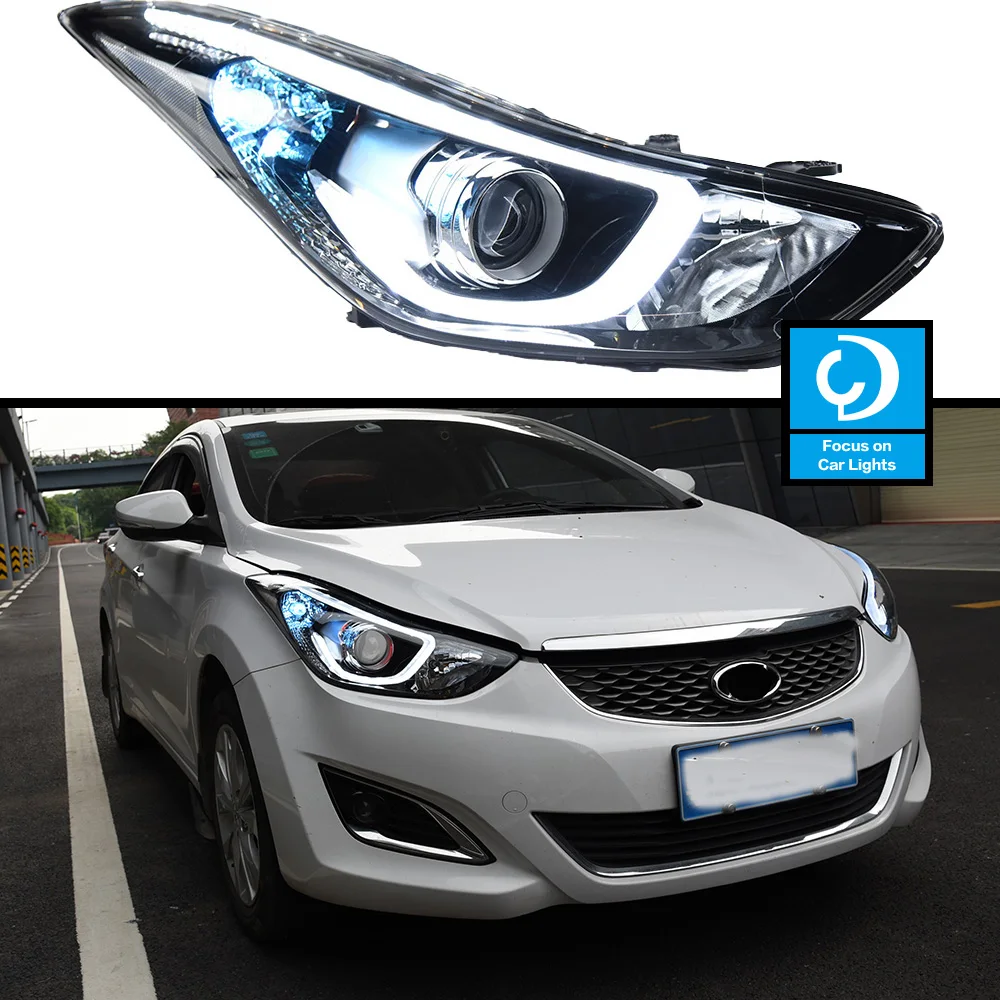 Faro anteriore per auto per Elantra 2011-2016 corea Fiesta LED faro Styling indicatore di direzione dinamico accessori automobilistici 2 pezzi