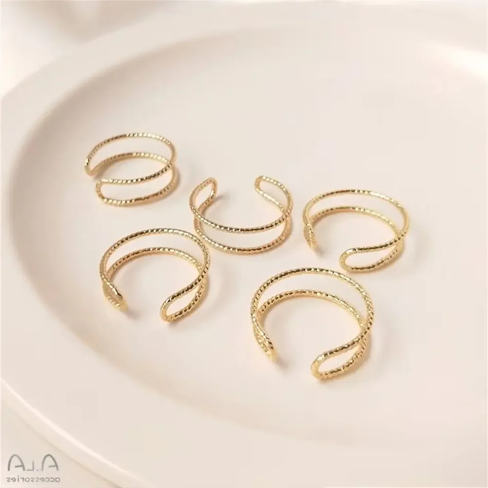 Anillo de doble hebra de alambre de cobre trenzado chapado en oro de 14K, anillo de bobinado de cuentas hecho a mano, accesorios diy