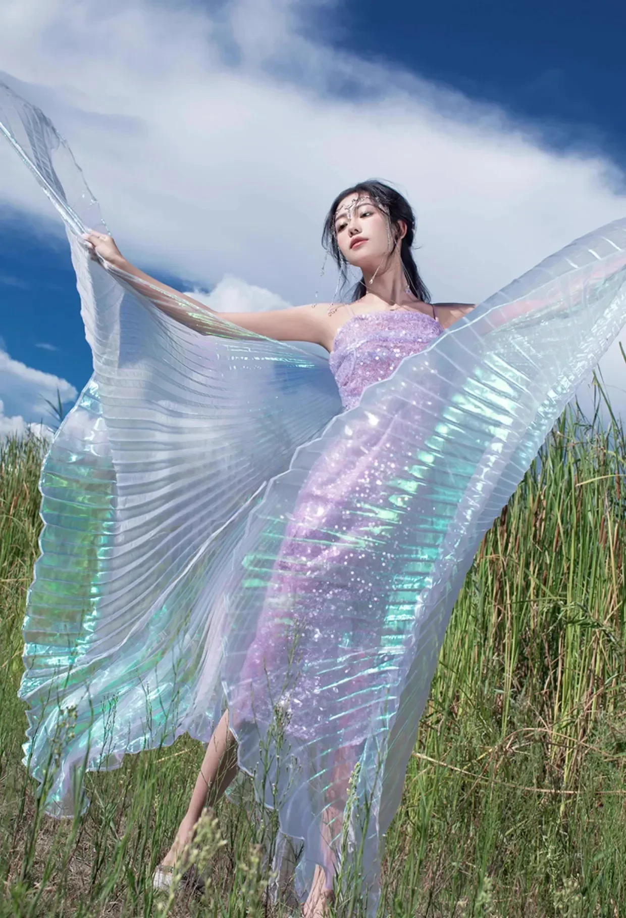 

Transparent Color Stage Performance Props Oriental Dance Accessories Plus Size Egyptian Wings Belly Dance Isis Wings 360 Degrees