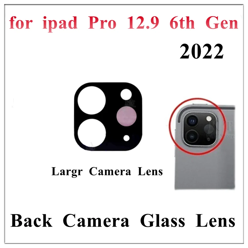 1Pcs Rear Back Camera Glass Lens for Ipad Pro 12.9 Inch 2022 6th Gen Camera Lens Without Frame Cover Adhesive Replacement Parts